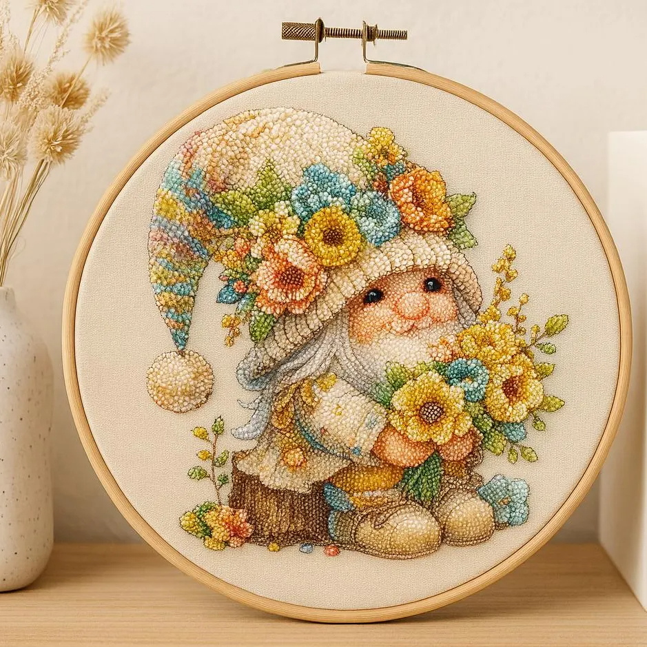 Floral Spring Dwarf DIY Beaded Embroidery Set