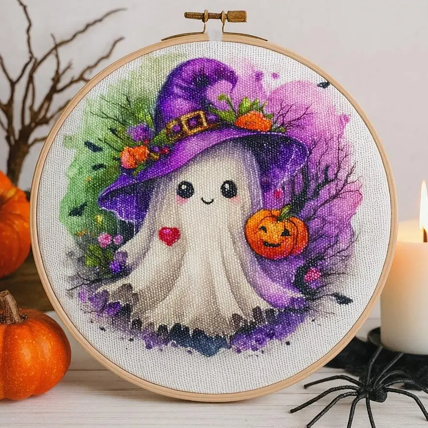Cute Halloween Ghost Pumpkin DIY Bead Embroidery Kit