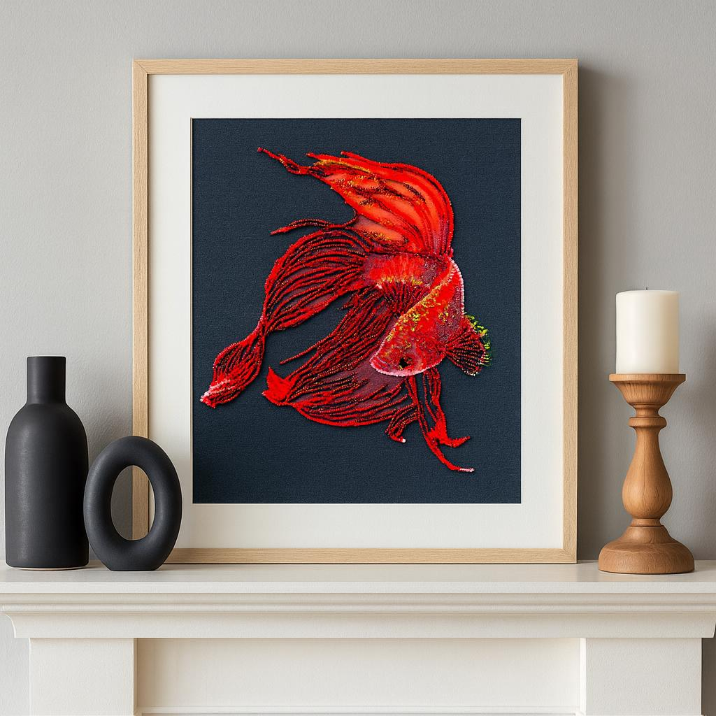 Red Betta Fish DIY Bead Embroidery Kit