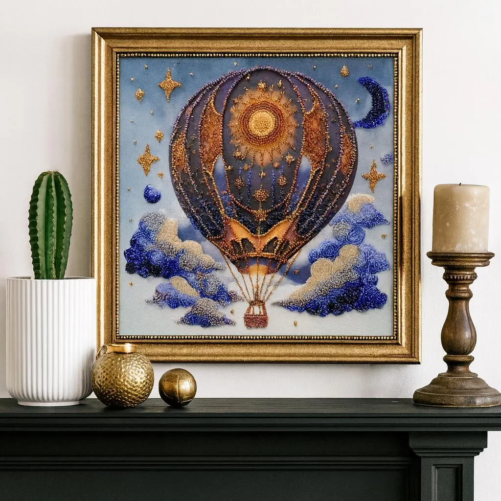 Celestial Hot Air Balloon DIY Bead Embroidery Kit